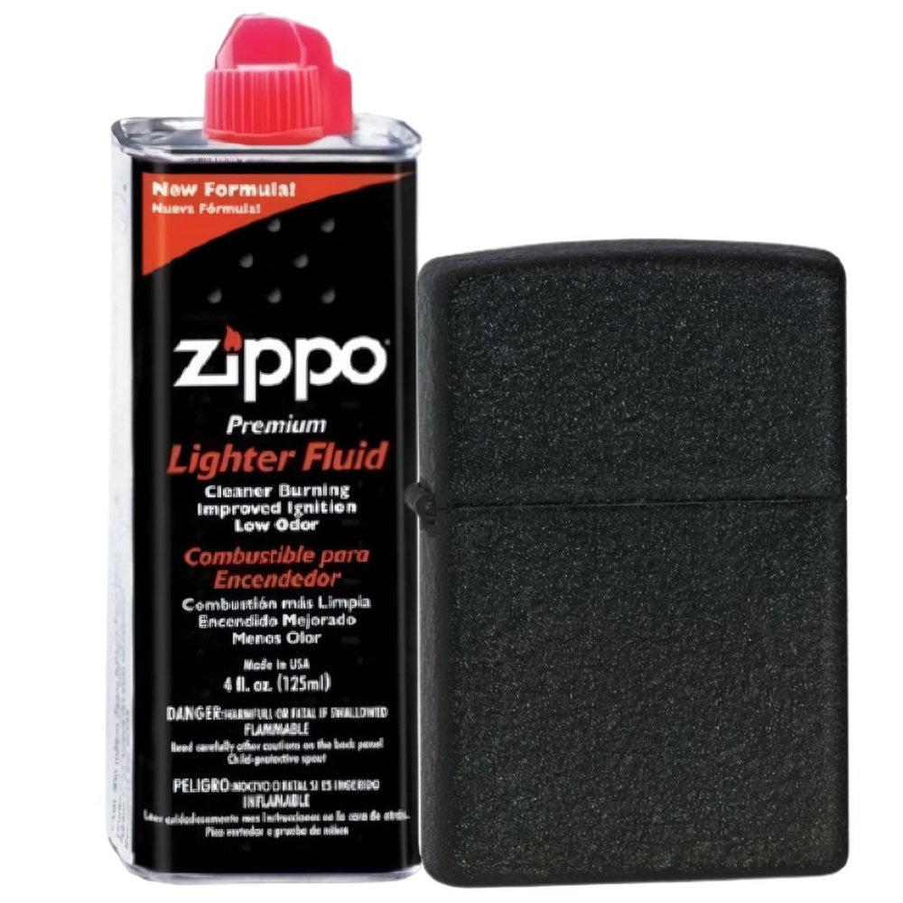 Бензиновая зажигалка ZIPPO 236 Black Crackle + бензин Zippo 125 мл 236-3141  #1