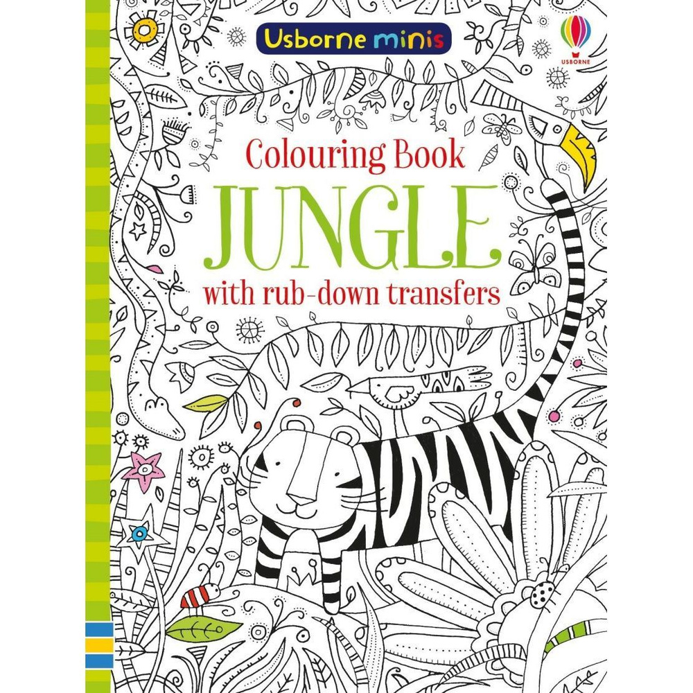 Usborne Minis Colouring Book Jungle with Rub-Down Transfers "джунгли ...