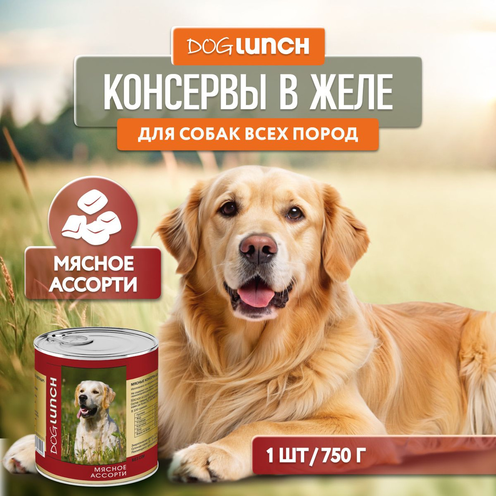 Влажный корм Dog Lunch мясное ассорти для собак, 750г #1