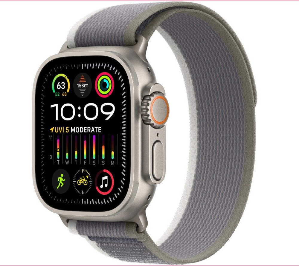 Apple Watch Ultra 2 49mm GPS Cellular Natural Titanium Case Green Gray Trail Loop S M 49mm Gray