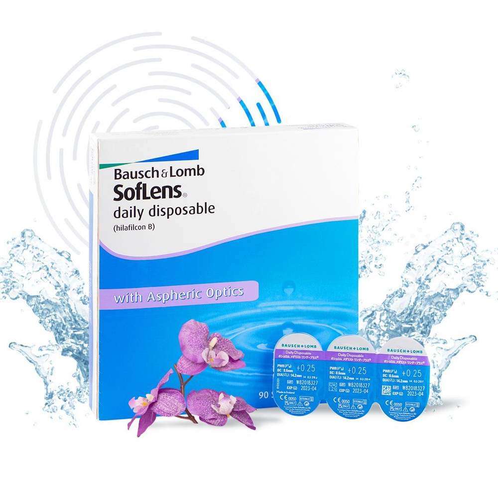 Однодневные контактные линзы SofLens Daily Disposable, 90 шт. R: 8.6, D: -0,50  #1