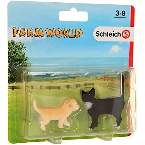 SCHLEICH 87390 Farm World Щенок золотистого ретривера и кот #1