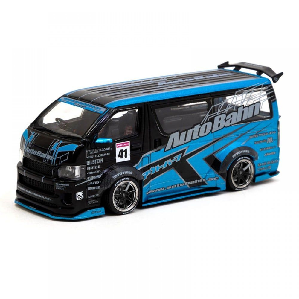 Машинка Tarmac Works 1/43 Toyota Hiace Widebody Black Blue Diecast Scale Model Car #1