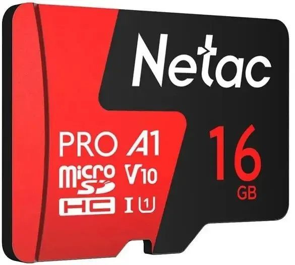 16 ГБ Карта памяти microSDHC Netac P500 PRO без SD адаптера (NT02P500PRO-016G-S), чёрный, красный  #1