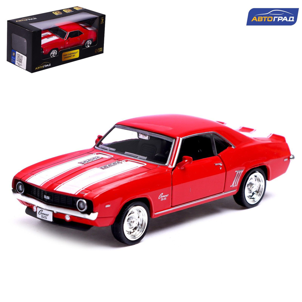 Машина Автоград металлическая CHEVROLET CAMARO SS. 1:32. открываются двери. инерция. цвет красный  #1