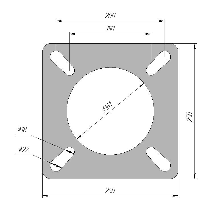 Фланец металлический 250х250 для ЗДФ/ФБ/ФМ - 12 мм #1