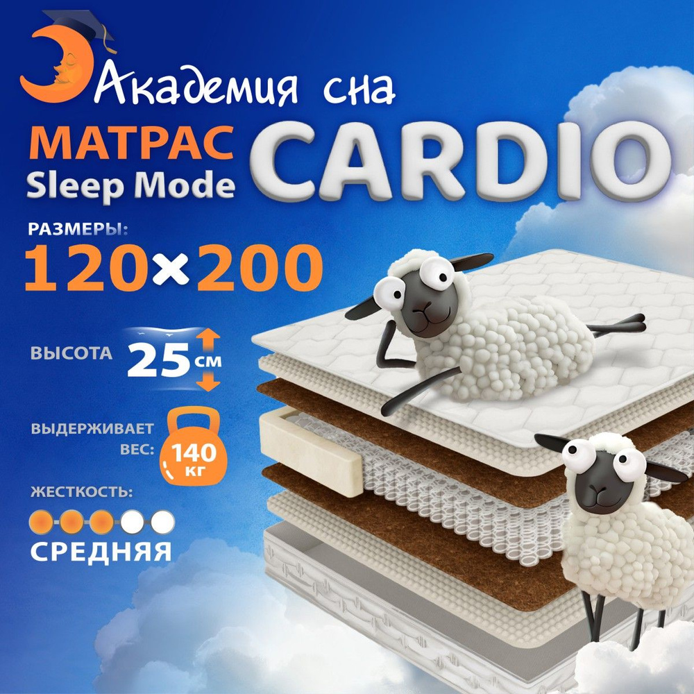 Матрас анатомический 120х200 Академия сна Sleep Mode Cardio, Зональный блок  #1