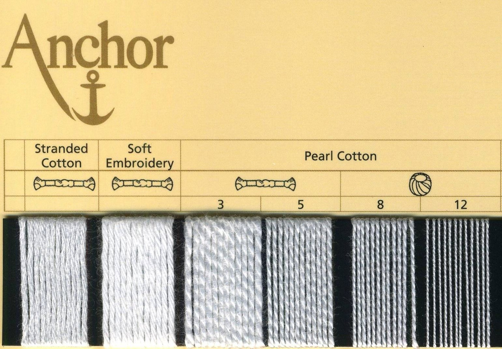 Нитки Anchor Pearl/Perle Cotton 12 цвет 1 #1