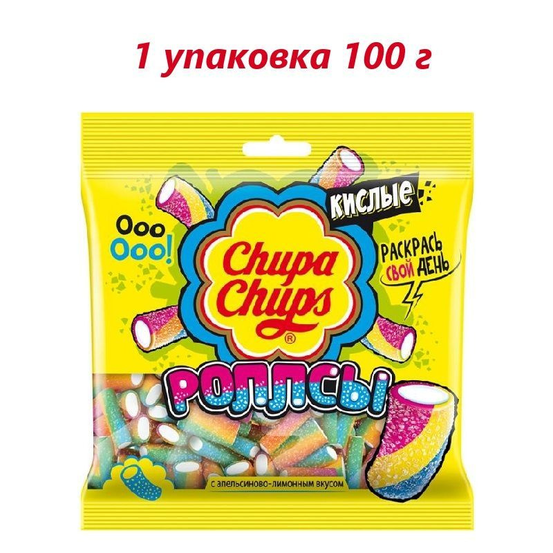 Мармелад "Роллсы", Chupa Chups, апельсин/лимон, 100 г / 1 упаковка  #1