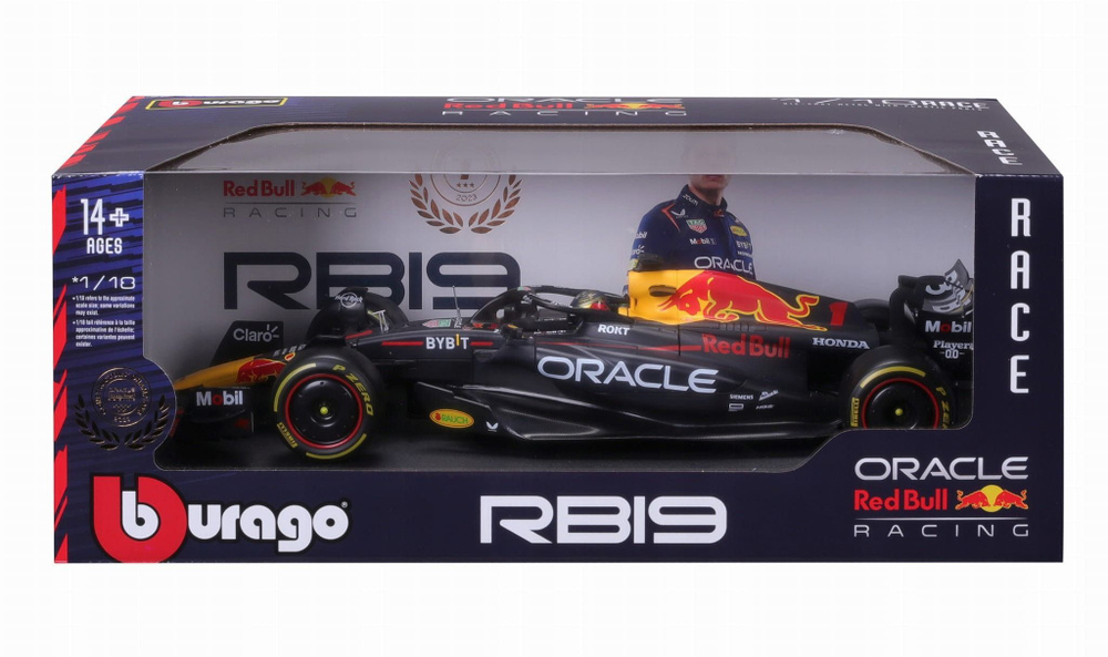 Машинка Bburago Max Verstappen Red Bull Racing RB19 1:18 18-18003