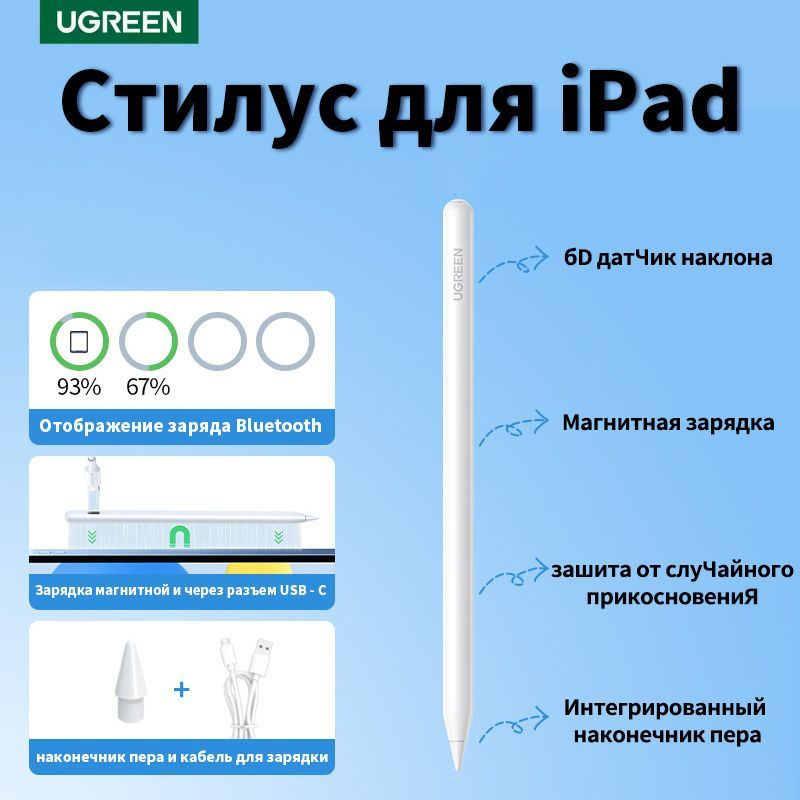 Стилус для iPad, AGNI Senses. Apple pencil usb-c с магнитным креплением, для планшетов апл  #1