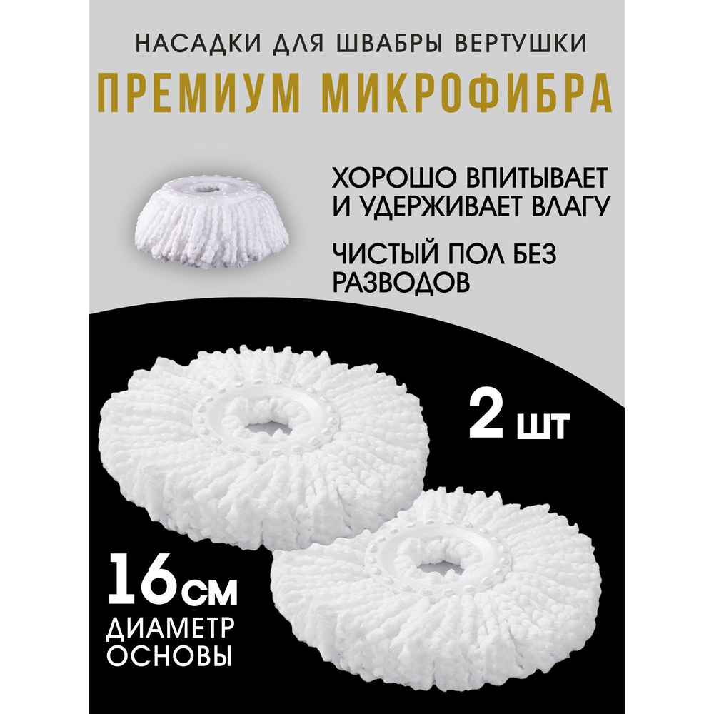 Насадки на швабру микрофибра круглые 2 штуки #1