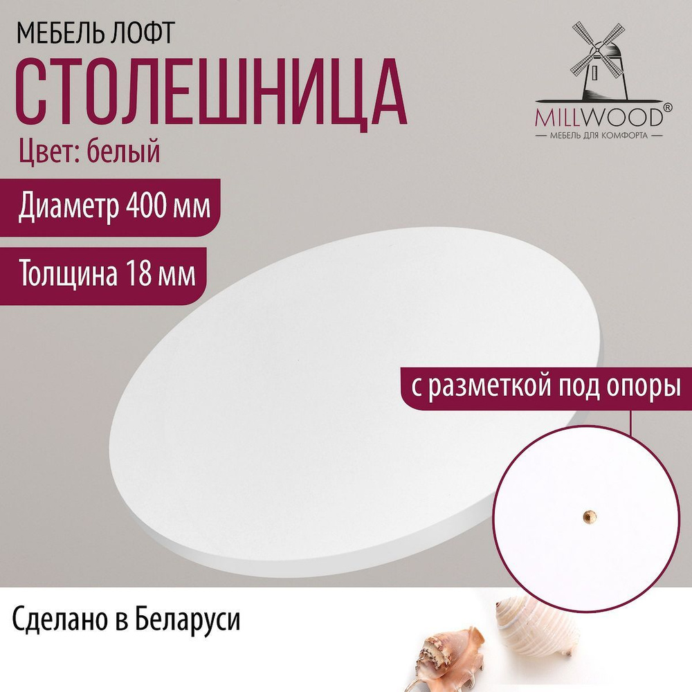 Столешница 40х1,8 см для стола Millwood круглая, белый, ЛДСП #1