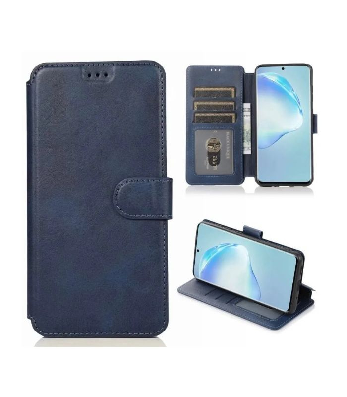 Чехол книжка для Xiaomi Redmi Note 13 5G кожаный синий с магнитной застежкой, flip чехол с функцией подставки, #1