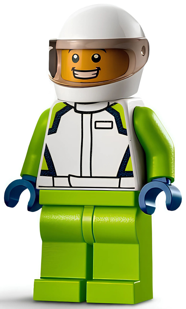Минифигурка Lego Race Car Driver - Male, White Racing Jacket and Helmet ...