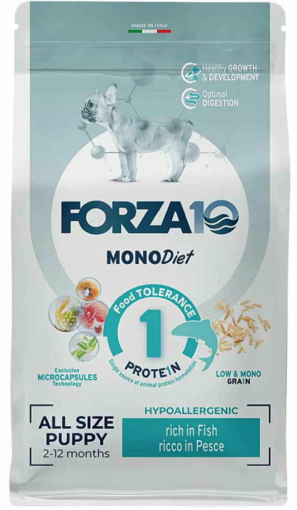 Корм Forza10 MonoDiet Puppy для щенков, при пищевой аллергии, гипоаллергенный, с рыбой, 1.5 кг #1