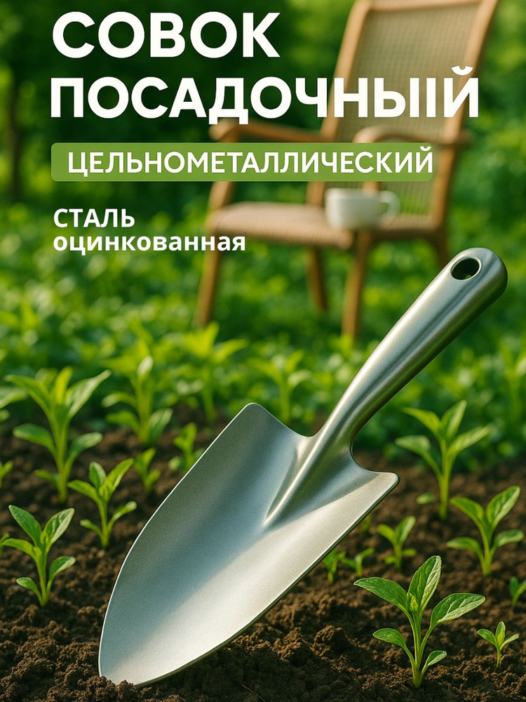 Совок садовый посадочный лопата металл цинковка для дачи #1