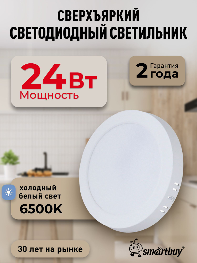 Светильник потолочный светодиодный накладной 24Вт 6500K #1