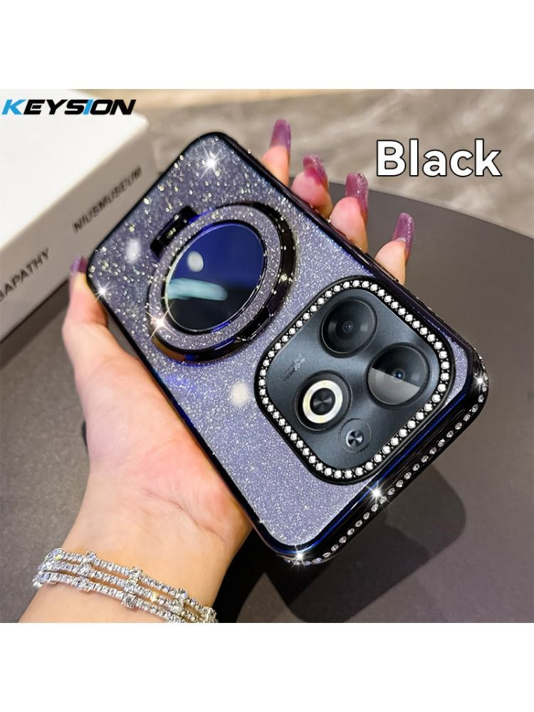 Роскошный блестящий чехол KEYSION для Infinix Smart 8/Hot 40i с зеркалом, магнитной подставкой и ударопрочной #1