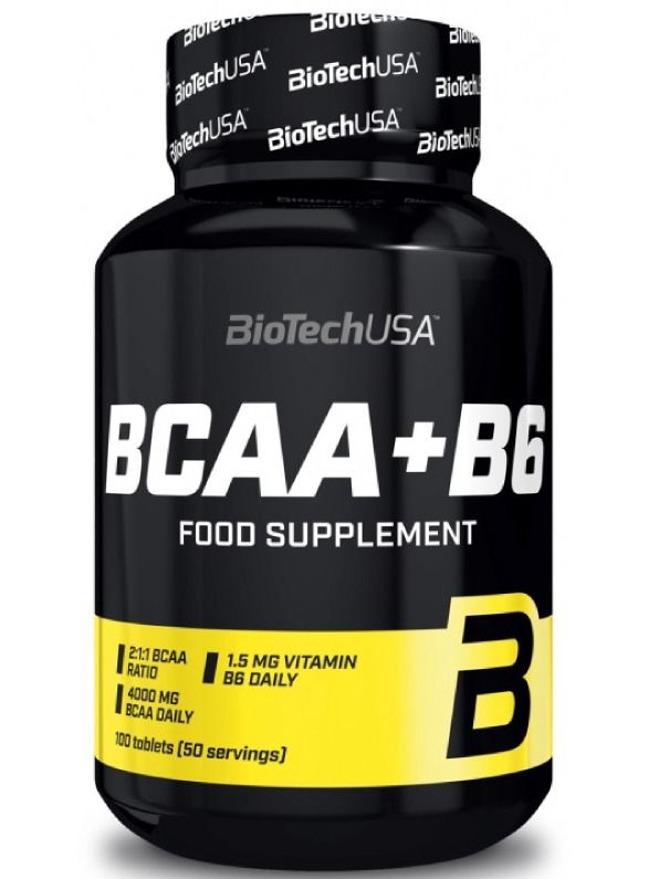 BioTechUSA БиСиЭйЭй + B6 (BCAA + B6) 100 таблеток, для роста мышц, энергии и восстановления, биологически #1
