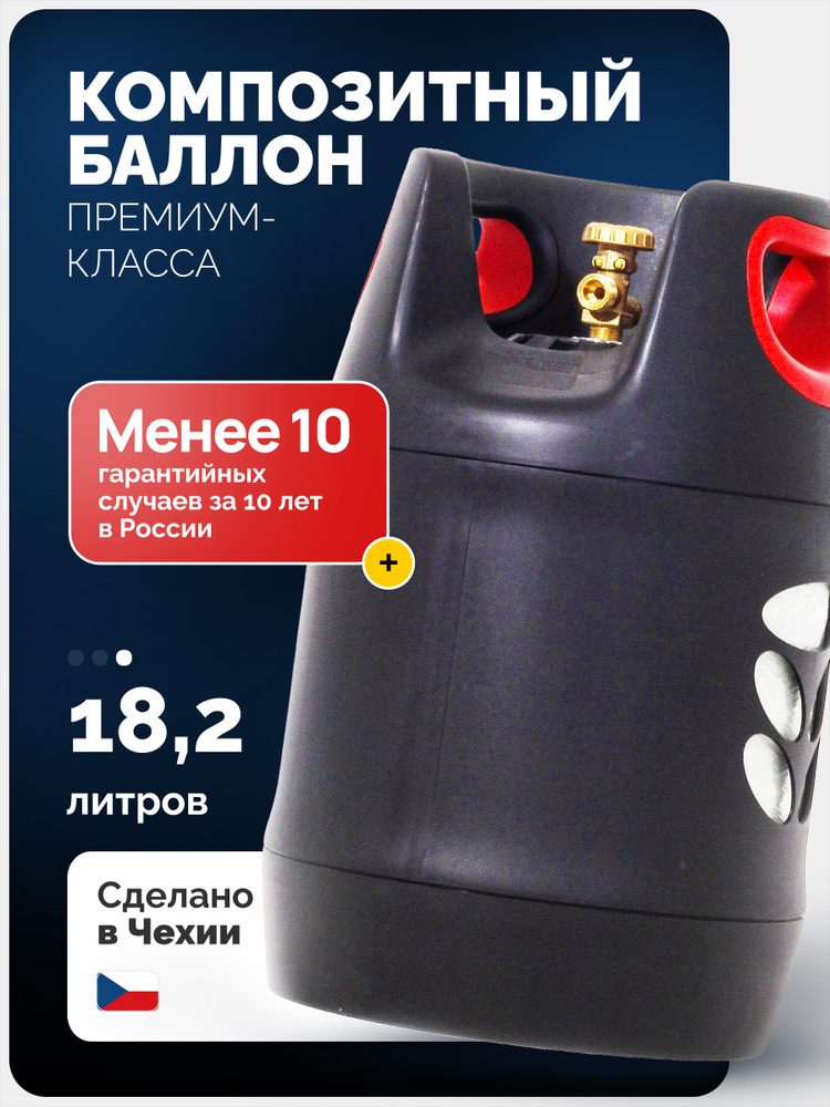 Композитный газовый баллон HPC Research Grill Edition 18,2 л. (пустой) - безопасный вентиль СНГ #1