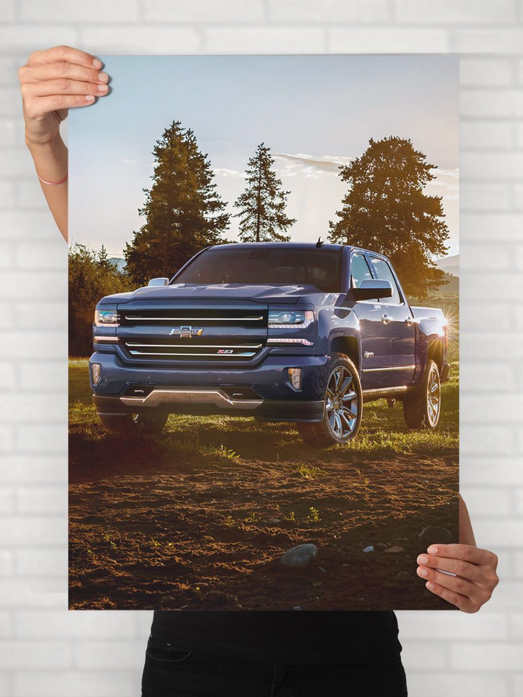 Плакат на стену для интерьера Легенды Авто (Шевроле Сильверадо - Chevrolet Silverado 1) - Постер по машине #1