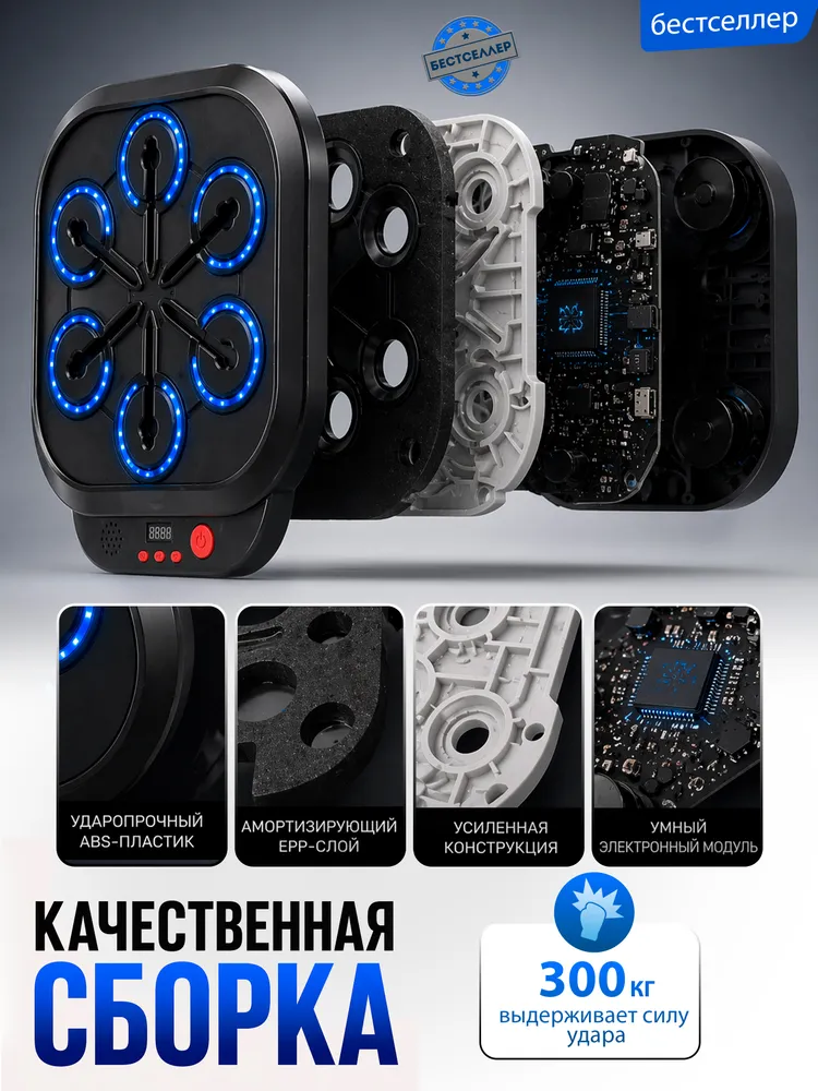 Интерактивная боксерская груша настенная с музыкой и подсветкой / Музыкальный тренажер для бокса с перчатками, вариант, фото 3