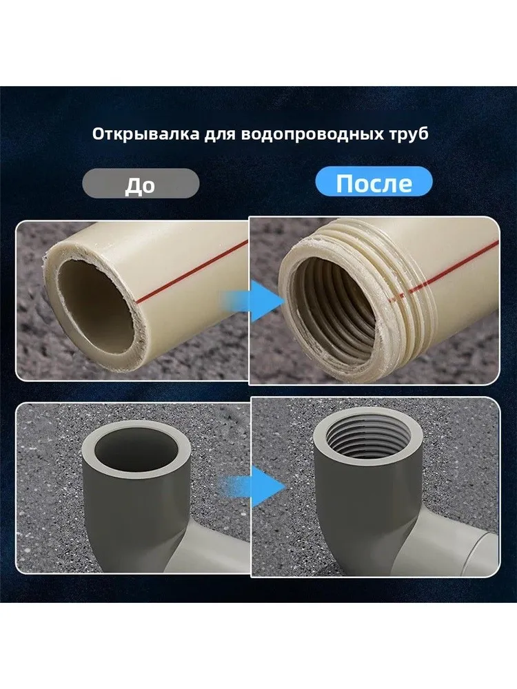 Набор матриц для труб из ПВХ:метчиков и плашек 2 в 1 (1/2" и 3/4"). Универсальное нарезание внутренней и наружной резьбы., вариант, фото 4