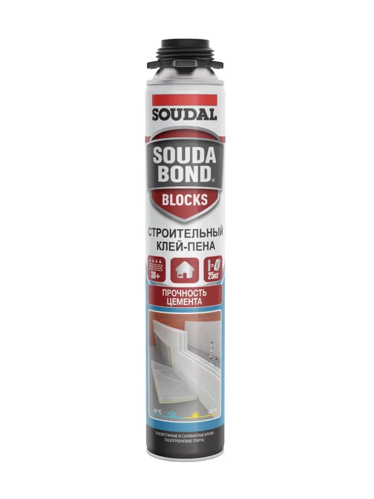 Клей-пена монтажная для пистолета всесезонная Soudabond BLOCKS Soudal, вариант, фото 2