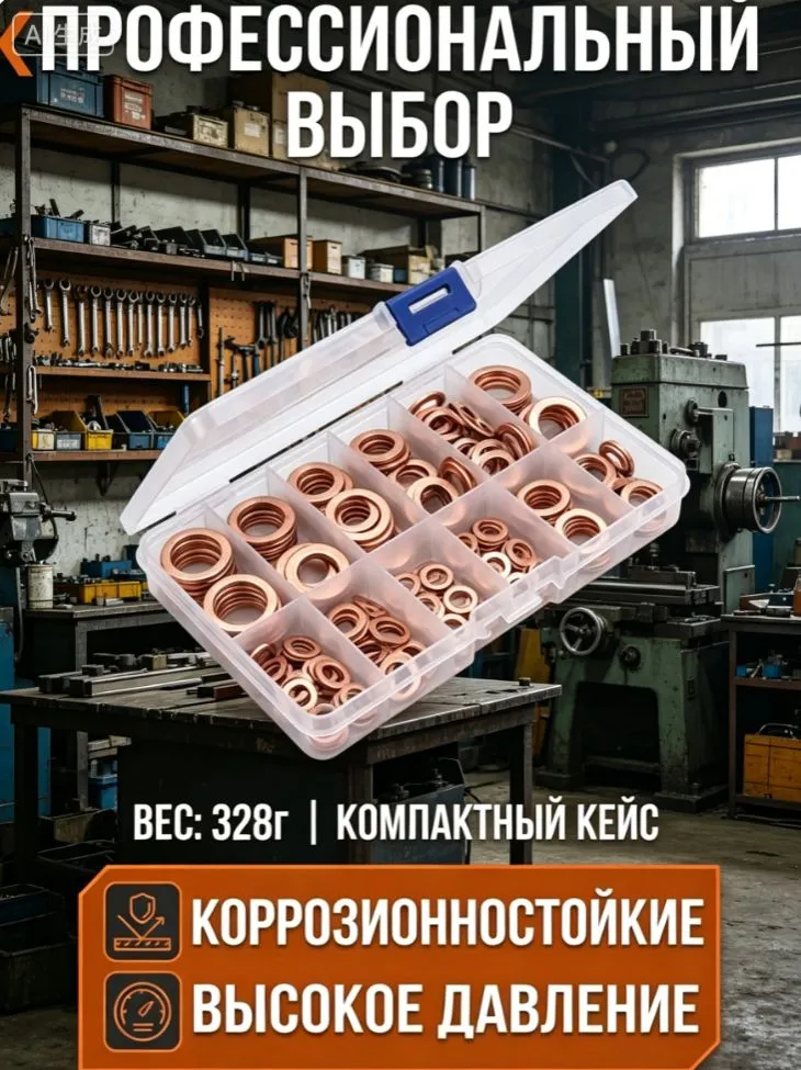набор медных шайб, медные уплотнительные кольца набор, 30/50/100/150/200/280/300 /350шт Шайба 7