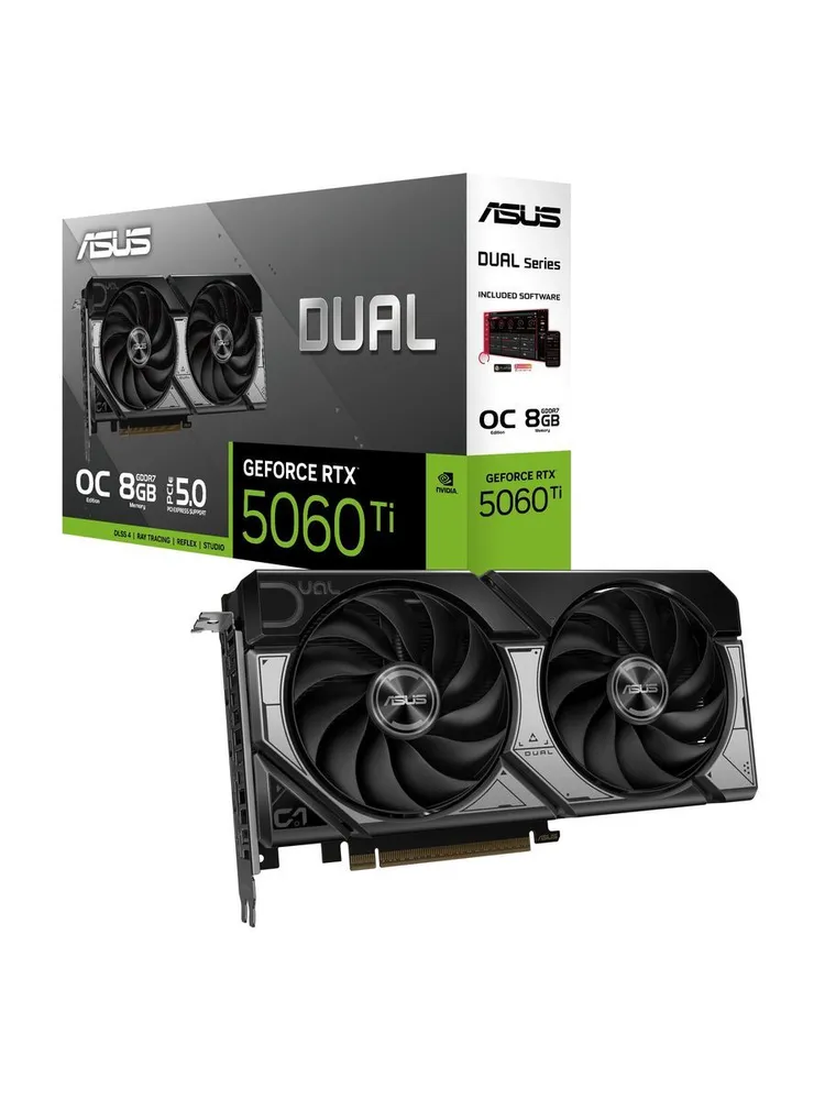 ASUS Видеокарта GeForce RTX 5060 Ti Dual OC Edition 8 ГБ (DUAL-RTX5060TI-O8G)