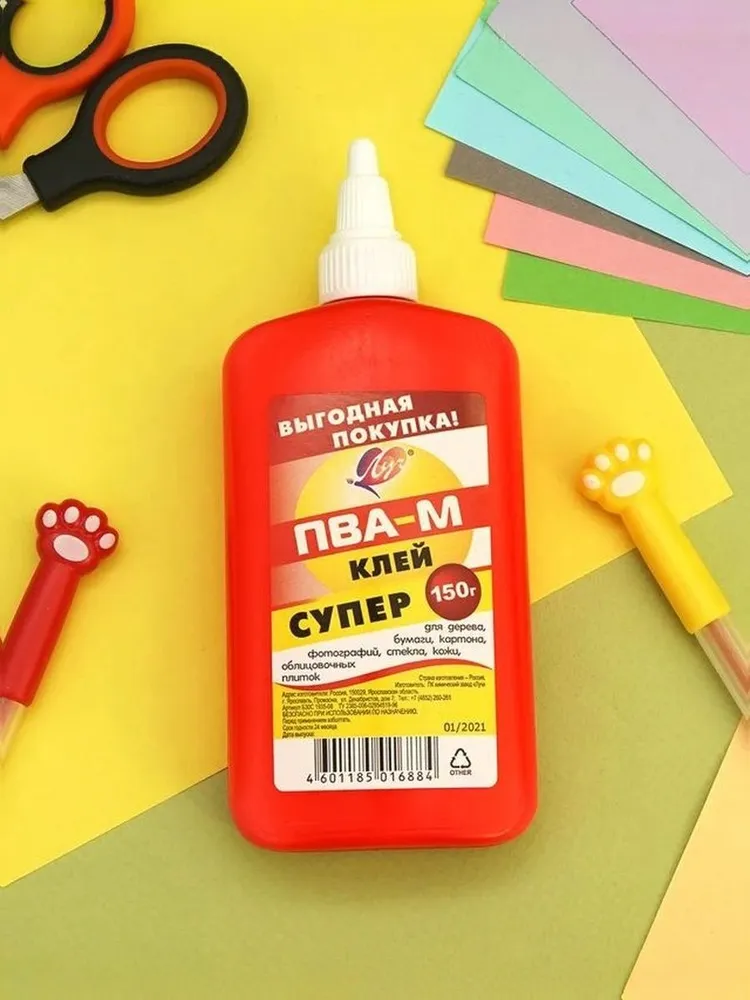 Клей канцелярский ПВАдля флористики, для ткани 1 шт., 150 мл./ 150 г., 1 шт, 150 мл, фото 5