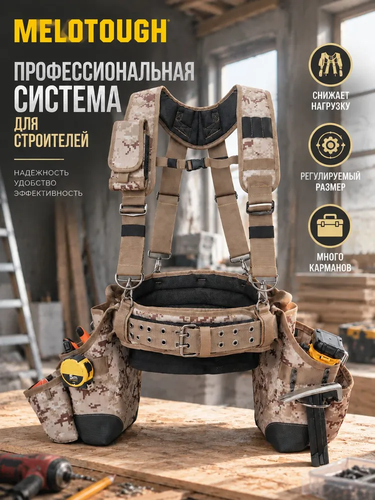 Удобный набор инструментов на поясе для электриков, кровельщиков, подрядчиков, MELOTOUGH TC02 (камуфляж), вариант