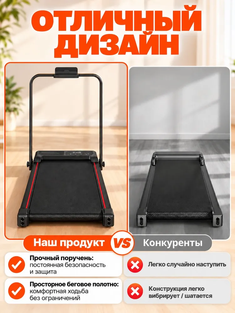 беговая дорожка электрическая для дома складная,8 КМ/Ч,100 кг,беговая дорожка для дома, 100 кг, фото 5