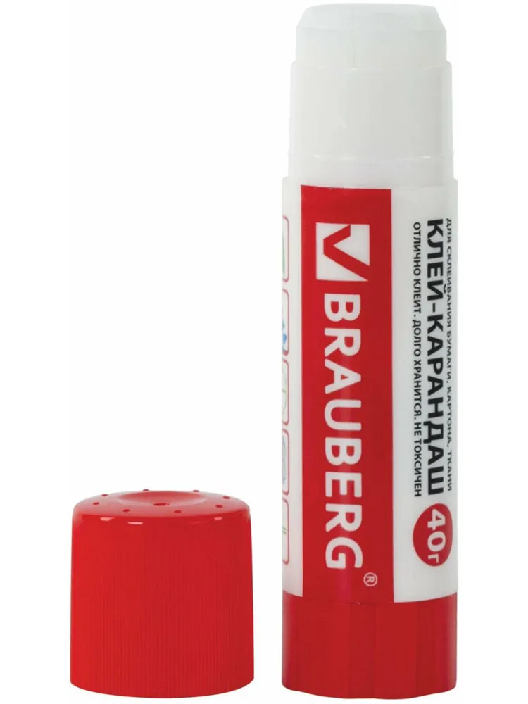 Клей-карандаш Brauberg 40 грамм, PVP (ПВП) основа, для школы, офиса, творчества, вариант, фото 3