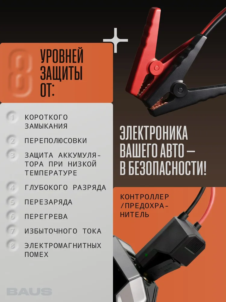 Пусковое зарядное устройство для автомобиля, компрессор автомобильный, бустер 20000 мАч, 3000А, 20000 мАч, фото 5