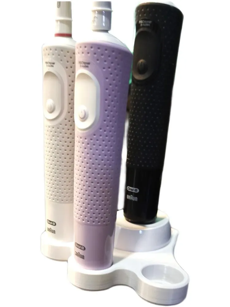 Подставка для щеток Oral-B Vitality pro / type 3708 / белая лапа, 3 слота+зу, белый, фото 3