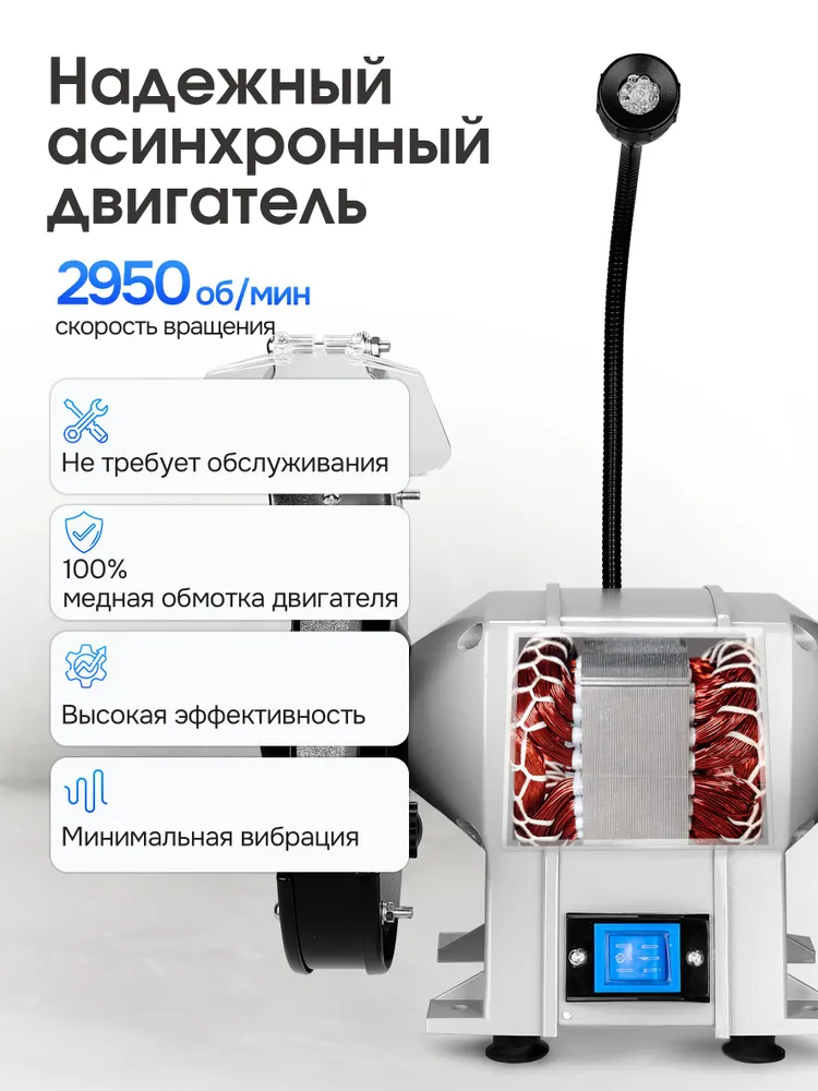 Точильный станок DEKO многофункциональный с лампой, 400 Вт, круг 200 мм, 2950 об/мин DGM400-200DR, 400 Вт, фото 2