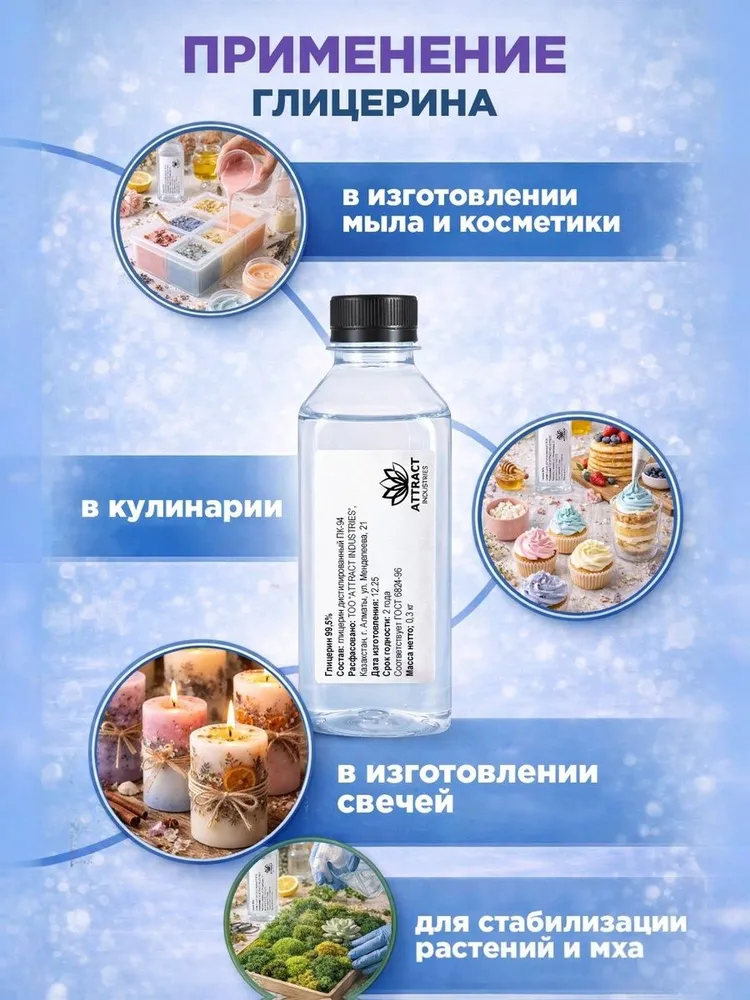 Глицерин косметический растительный 300 гр, 300 г, фото 2