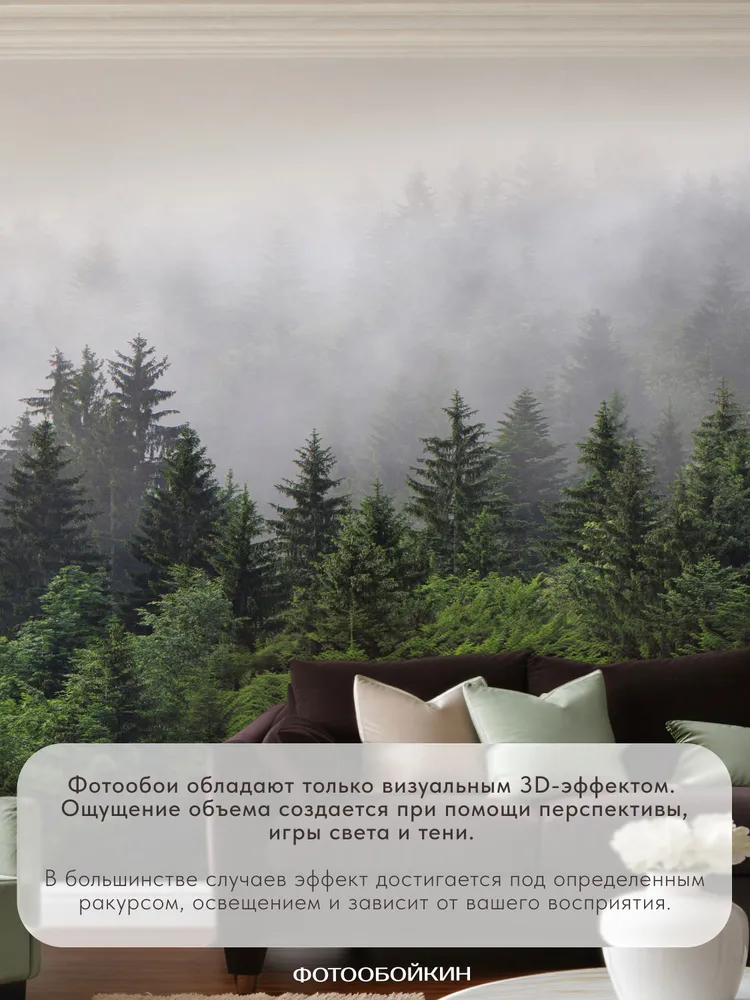 Фотообои на стену с 3D эффектом "Лес в тумане" 500х270 см., 500x270 см, фото 5