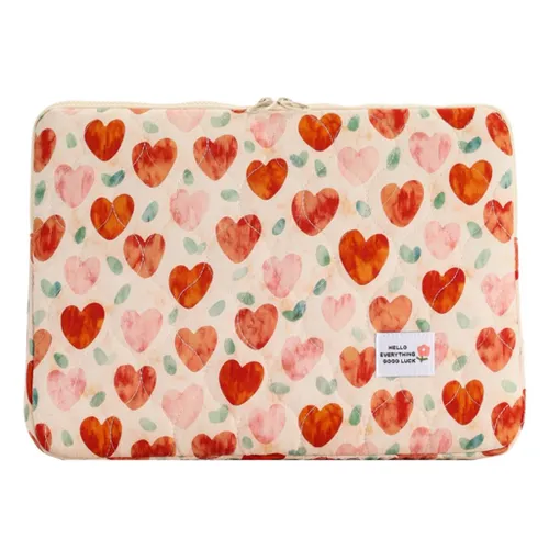 Симпатичная сумка для ноутбука с маленьким цветком-красное сердечко-15 дюймов