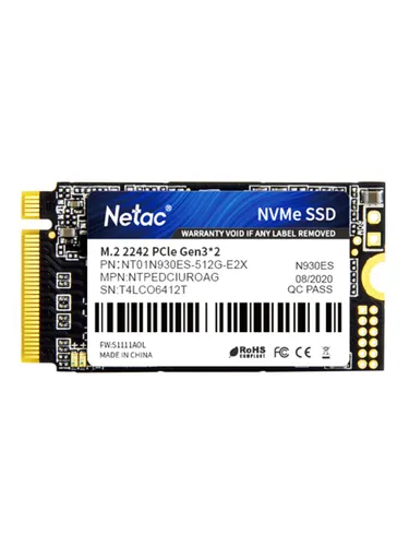 Netac 512 ГБ Внутренний SSD-диск Netac NT01N930ES-512G-E2X Накопитель SSD N930ES, 512GB, PCIe 3.1 x2