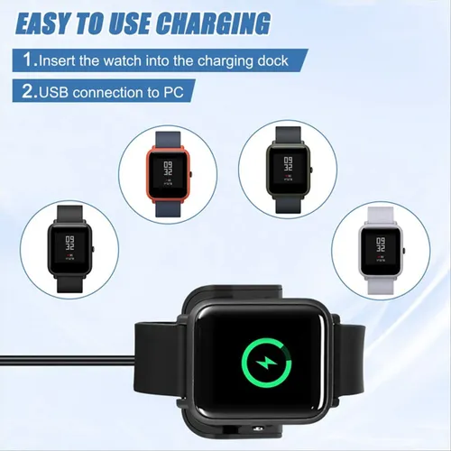 Магнитная зарядная док-станция с кабелем для часов Amazfit Bip A1608 (черная)