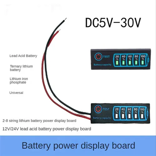 Светодиодная плата индикации питания DC5-30V 12V 24V, светодиодный индикатор заряда батареи (ABS)