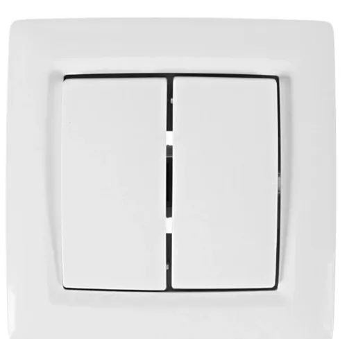 Выключатель встраиваемый 2 клавиша, цвет белый