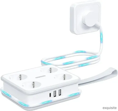 Сетевой фильтр NTONPOWER APP Удлинитель сетевой, 4 розетки 2 USB-A и 1 USB-C, 1.6 м удлинитель, Инте