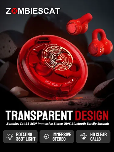ZOMBIESCAT Наушники беспроводные с микрофоном, Bluetooth, красный