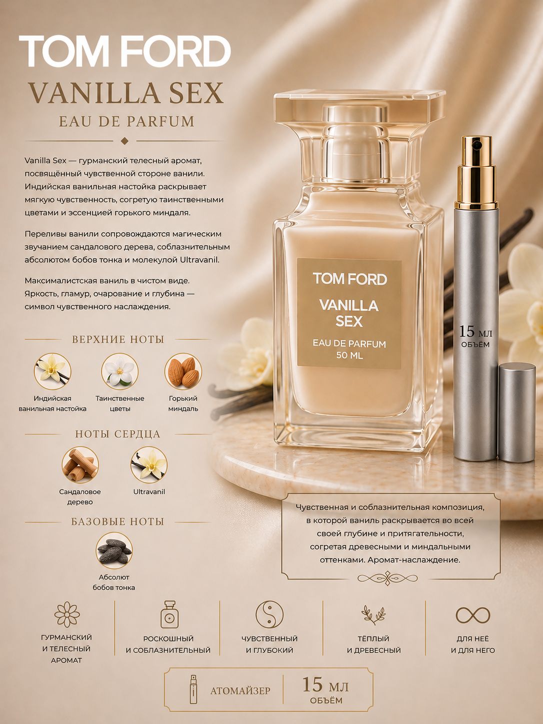 TOM FORD VANILLA SEX Парфюмерная вода унисекс 15 мл Отливант купить