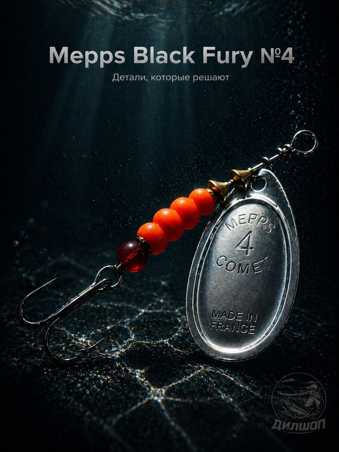Блесна вращающаяся для рыбалки Mepps BLACK FURY №4 на щуку, окуня, форель