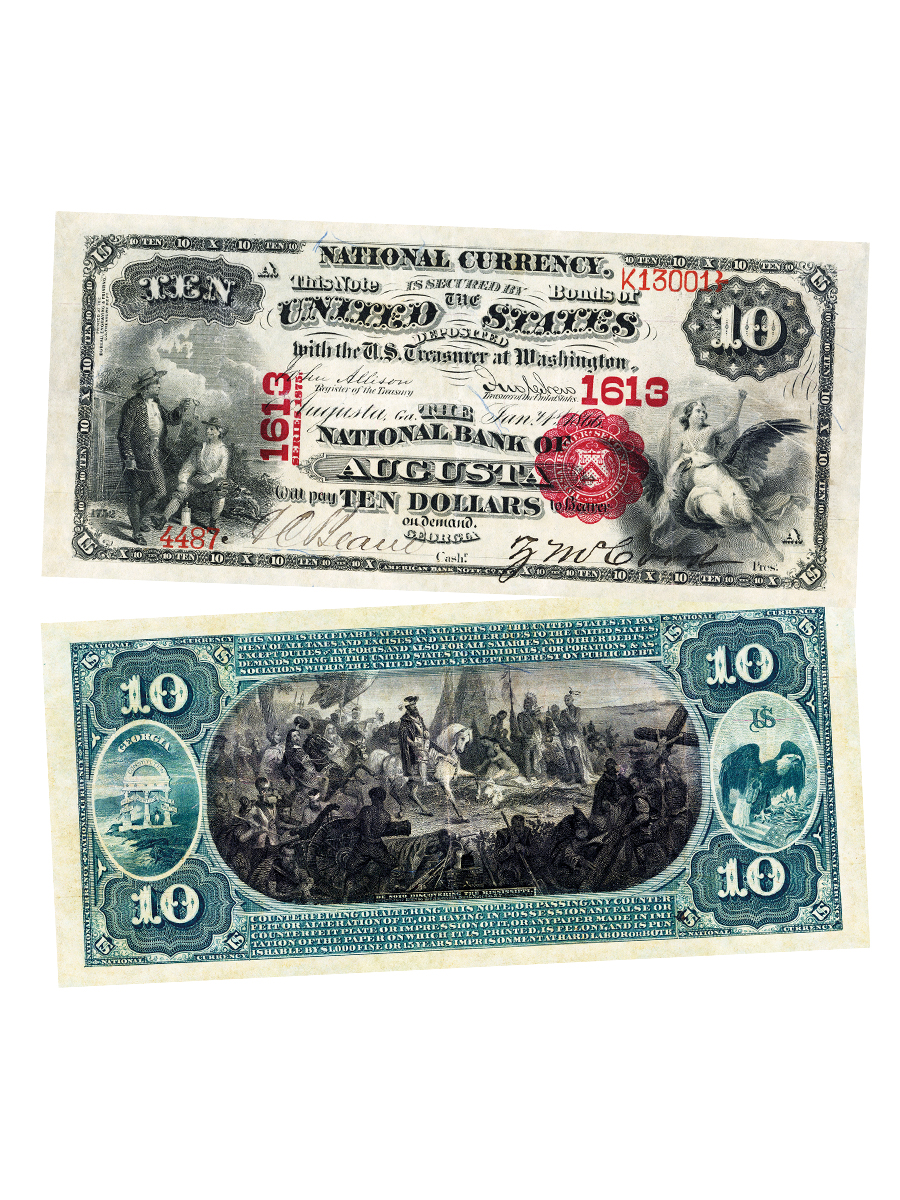 10долларов1866США,Джорджия,Augusta,сувенирная